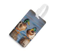 Durable TPU Luggage Tag with Information Card, Scratch-Resistant Travel Bag Tag, Two Mallard Ducks Suitcase Tags for Bags & Tools, White-style, One Size, classic