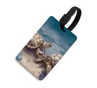 Durable TPU Luggage Tag with Information Card, Scratch-Resistant Travel Bag Tag, Two Turtles and Shells Suitcase Tags for Bags & Tools, Black-style, One Size, classic