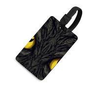 Durable TPU Luggage Tag with Information Card, Scratch-Resistant Travel Bag Tag, Two Yellow Eyes Suitcase Tags for Bags & Tools, Black-Style