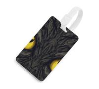 Durable TPU Luggage Tag with Information Card, Scratch-Resistant Travel Bag Tag, Two Yellow Eyes Suitcase Tags for Bags & Tools, White-Style