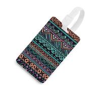 Durable TPU Luggage Tag with Information Card, Scratch-Resistant Travel Bag Tag, Unique Aztec Pattern Suitcase Tags for Bags & Tools, White-Style