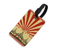 Durable TPU Luggage Tag with Information Card, Scratch-Resistant Travel Bag Tag, Vintage Circus Background Suitcase Tags for Bags & Tools, Black-Style