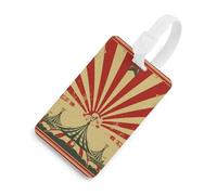 Durable TPU Luggage Tag with Information Card, Scratch-Resistant Travel Bag Tag, Vintage Circus Background Suitcase Tags for Bags & Tools, White-Style