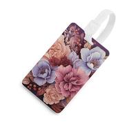 Durable TPU Luggage Tag with Information Card, Scratch-Resistant Travel Bag Tag, Violet and Crimson Flowers Suitcase Tags for Bags & Tools, White-style, One Size, classic