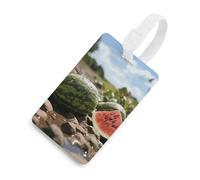 Durable TPU Luggage Tag with Information Card, Scratch-Resistant Travel Bag Tag, Watermelon on The Ground Suitcase Tags for Bags & Tools, White-style, One Size, classic