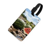 Durable TPU Luggage Tag with Information Card, Scratch-Resistant Travel Bag Tag, Watermelon on The Ground Suitcase Tags for Bags & Tools, Black-style, One Size, classic