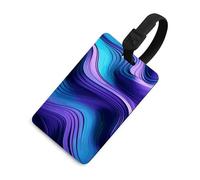 Durable TPU Luggage Tag with Information Card, Scratch-Resistant Travel Bag Tag, Wavy Purple Suitcase Tags for Bags & Tools, Black-Style