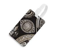 Durable TPU Luggage Tag with Information Card, Scratch-Resistant Travel Bag Tag, Western Pacific Traditional Suitcase Tags for Bags & Tools, White-Style