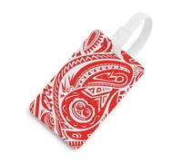Durable TPU Luggage Tag with Information Card, Scratch-Resistant Travel Bag Tag, White and Red Tribal Pattern Suitcase Tags for Bags & Tools, White-style, One Size, classic