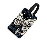Durable TPU Luggage Tag with Information Card, Scratch-Resistant Travel Bag Tag, White Butterflies and Tribal Suitcase Tags for Bags & Tools, Black-style, One Size, classic