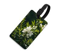 Durable TPU Luggage Tag with Information Card, Scratch-Resistant Travel Bag Tag, White Natural Greenery Twig Suitcase Tags for Bags & Tools, Black-Style