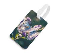 Durable TPU Luggage Tag with Information Card, Scratch-Resistant Travel Bag Tag, White Purple Butterflies Suitcase Tags for Bags & Tools, White-style, One Size, classic