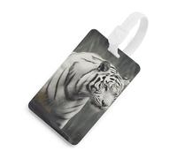 Durable TPU Luggage Tag with Information Card, Scratch-Resistant Travel Bag Tag, White Tiger Suitcase Tags for Bags & Tools, White-Style