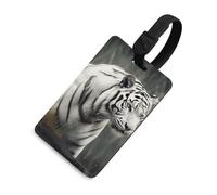 Durable TPU Luggage Tag with Information Card, Scratch-Resistant Travel Bag Tag, White Tiger Suitcase Tags for Bags & Tools, Black-Style
