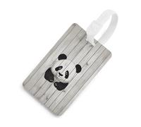 Durable TPU Luggage Tag with Information Card, Scratch-Resistant Travel Bag Tag, White Wooden Panda Suitcase Tags for Bags & Tools, White-Style