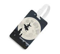 Durable TPU Luggage Tag with Information Card, Scratch-Resistant Travel Bag Tag, Witch Flying Suitcase Tags for Bags & Tools, White-style, One Size, classic