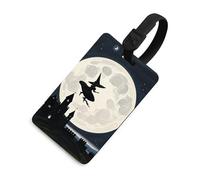 Durable TPU Luggage Tag with Information Card, Scratch-Resistant Travel Bag Tag, Witch Flying Suitcase Tags for Bags & Tools, Black-style, One Size, classic