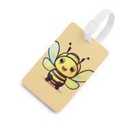 Durable TPU Luggage Tag with Information Card, Scratch-Resistant Travel Bag Tag, Yellow Bee Suitcase Tags for Bags & Tools, White-Style