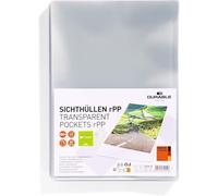 Durable Transparent Document Pockets A4 - Made of Recycled PP - Easily Opens at The Side - Pack of 100 Pockets