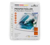 Durable Transparent Punched Pocket A4 Portrait | Premium Punched Document Wallet with Thickness of 0.08mm | Large Pack of 100 Glass Clear Pockets