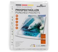 Durable Transparent Punched Pocket A4 Portrait | Punched Document Wallet with Thickness of 0.08mm | Large Pack of 50 Glass Clear Pockets