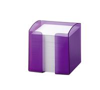 Durable Trend Note Box with 800 White Paper Notes - Translucent Purple | Note box made of polystyrene, format 100 x 105 x 100 mm, including 800 note sheets measuring 90 x 90 mm