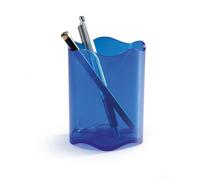 Durable TREND Pen Pot Pencil Holder Desk Tidy Organiser | 6 Pack | Clear Blue