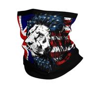 Durable Tube Scarf,America and Britain British Flag Combine Lion,Bandana Multifunctional Neck Scarf for Women Climbing Yoga 26X30cm