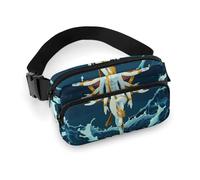 Durable Twill Fabric Waist Bag, Adjustable Crossbody Fanny Pack for Men & Women, Water-Resistant Sports Belt Bag with Multiple Pockets for Running, Hiking, Travel(Angels, Gods, Beliefs, Comics)