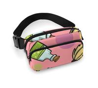 Durable Twill Fabric Waist Bag, Adjustable Crossbody Fanny Pack for Men & Women, Water-Resistant Sports Belt Bag with Multiple Pockets for Running, Hiking, Travel(Pink, Skeleton, Magic)