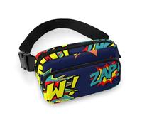 Durable Twill Fabric Waist Bag, Adjustable Crossbody Fanny Pack for Men & Women, Water-Resistant Sports Belt Bag with Multiple Pockets for Running, Hiking, Travel(Pop, Bubble, Animation)