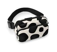 Durable Twill Fabric Waist Bag, Adjustable Crossbody Fanny Pack for Men & Women, Water-Resistant Sports Belt Bag with Multiple Pockets for Running, Hiking, Travel(Animal Print, Cow Print, Polka Dot, B