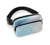 Durable Twill Fabric Waist Bag, Adjustable Crossbody Fanny Pack for Men & Women, Water-Resistant Sports Belt Bag with Multiple Pockets for Running, Hiking, Travel(Flow Pattern)