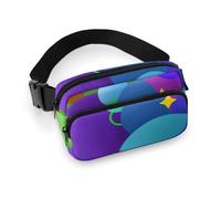 Durable Twill Fabric Waist Bag, Adjustable Crossbody Fanny Pack for Men & Women, Water-Resistant Sports Belt Bag with Multiple Pockets for Running, Hiking, Travel(Colorful Abstract Paintings)