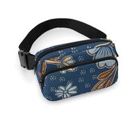 Durable Twill Fabric Waist Bag, Adjustable Crossbody Fanny Pack for Men & Women, Water-Resistant Sports Belt Bag with Multiple Pockets for Running, Hiking, Travel(Flowers, Paintings, Old)