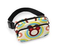 Durable Twill Fabric Waist Bag, Adjustable Crossbody Fanny Pack for Men & Women, Water-Resistant Sports Belt Bag with Multiple Pockets for Running, Hiking, Travel(Bear Avatar,Design,Cute,Circle)