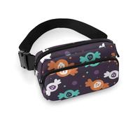 Durable Twill Fabric Waist Bag, Adjustable Crossbody Fanny Pack for Men & Women, Water-Resistant Sports Belt Bag with Multiple Pockets for Running, Hiking, Travel(Skeletons, Candy, Patterns)