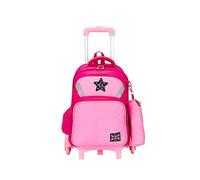 Durable Universal Wheeled Travel Bag 2 Wheeled Student Backpack Lightweight Lovely School Backpacks for Boys Girls Large Capacity Rolling Backpack with this, (Rose Red), (40x30x13cm)