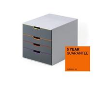 Durable Varicolor Desktop Organiser 4 Drawer Colour Coded Modular Storage - A4+, Grey