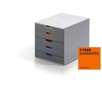 Durable Varicolor Desktop Organiser 5 Drawer Colour Coded Modular Storage - A4+