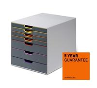 Durable VARICOLOR 7 Drawer Unit - Desktop Drawer Set with 7 Colour Coded Draws - Use as a Document Box, Paper Storage Organiser, etc.