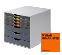 Durable Varicolor Desktop Organiser 7 Drawer Colour Coded Modular Storage - A4+ | Size: Small Durable Multicolor S