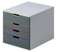 DURABLE VARICOLOR Drawer Unit Plastic Grey 4 Drawers 28 x 35.6 x 29.2 cm A4