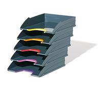Durable VARICOLOR® Letter Tray A4 - Set of 5 Stackable Colour Coded Letter Trays - Perfect for Storing Documents and Paper Work