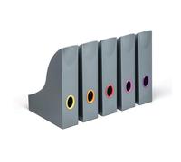 Durable VARICOLOR Magazine Rack Document Desk File Organiser | 5 Pack | A4 in Dark Grey | Size: Medium Durable Dark Grey M