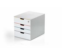 Durable VARICOLOR Mix 4 Lockable Drawer Unit - Desktop Drawer Set with 4 Colour Coded Draws - Top Draw is Lockable - Perfect for Storing Documents