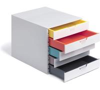 Durable VARICOLOR MIX 5 Drawer Unit | Desktop Drawer Set with 5 Colour Coded Dr