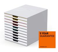 Durable Varicolor Mix Desktop Organiser 10 Drawer Colour Coded Storage - A4+