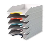 Durable VARICOLOR Mix Letter Trays A4 - Set of 5 Stackable Letter Trays - with Coloured Gripping Areas for Easy Organisation