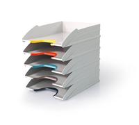 Durable VARICOLOR Mix Letter Trays A4 - Set of 5 Stackable Letter Trays - with Coloured Gripping Areas for Easy Organisation